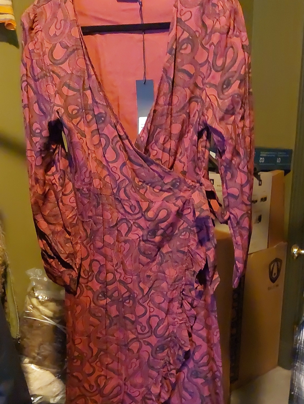 Disturbia Red Snake Patterned Wrap Dresd - Picture 3 of 8